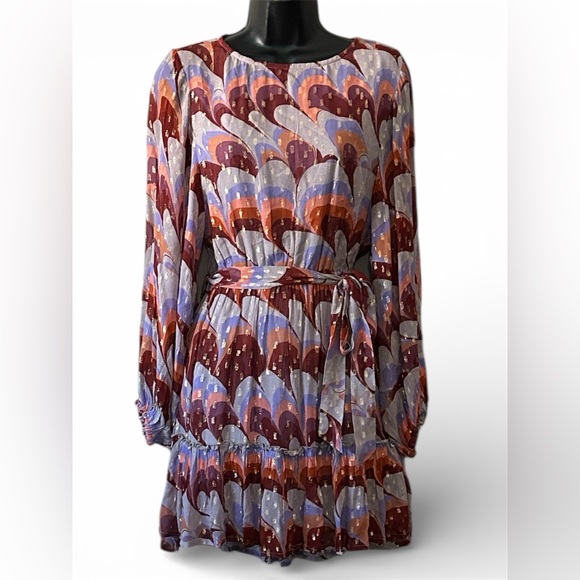 Oliphant Flirty Short Dress In Venice Cognac With Gold Dot Lurex Detailing